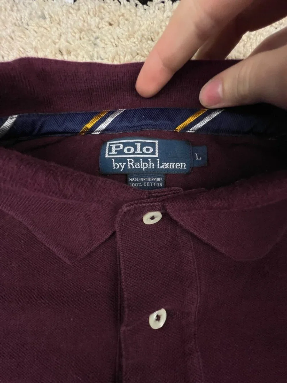 Polo Ralph Lauren Long Sleeve Polo Shirt Men’s Cotton Size Large Maroon Red